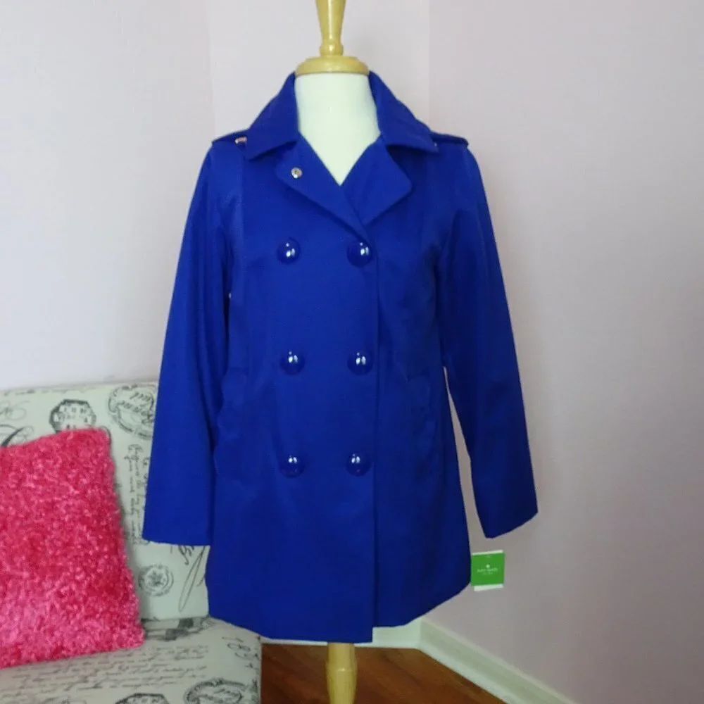NWT Kate Spade Scallop Coat Hooded Raincoat Blue